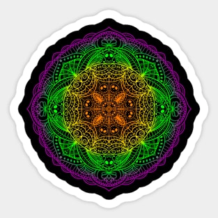 Rainbow Day of the Dead Skull Mandala Cute and Spoopy Yoga Halloween, Dia De Los Muertos Design Sticker